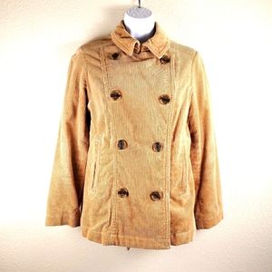 Gap Womens Vintage Tan Corduroy Peacoat SIZE XS Printed Lining